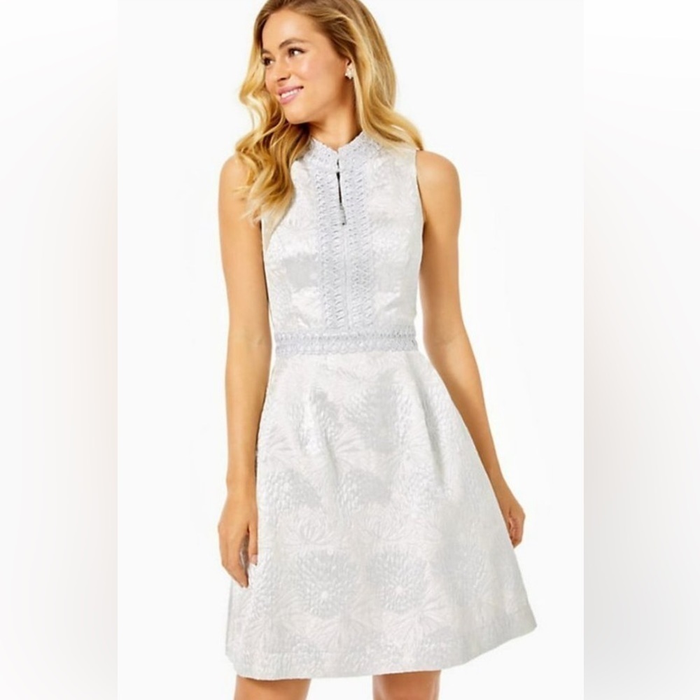 LILLY PULITZER 00 Franci Dress Seaside Grey Full Bloom Brocade NWT - Picture 6 of 16